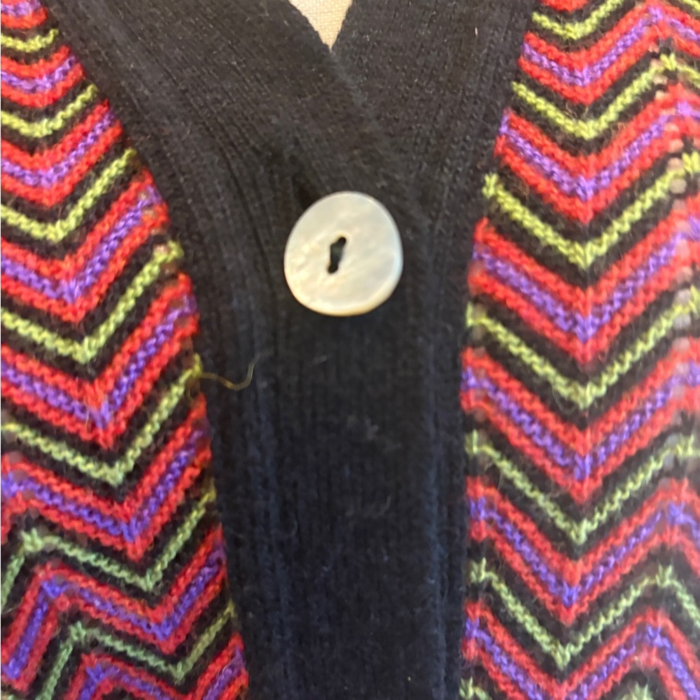 Vintage Ophelia Italian Chevron Knit Cardigan Merino Wool, Cashmere & Silk Sz Sm - Picture 4 of 8